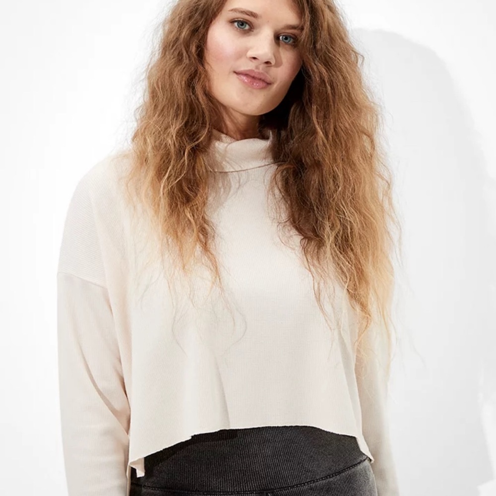 AE Cropped Long Sleeve Mock Neck T-Shirt